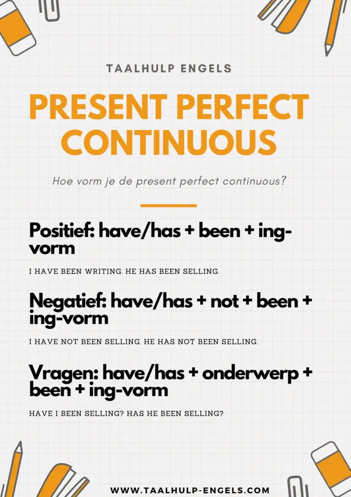 Present Perfect Continuous Taalhulp Engels - vorm