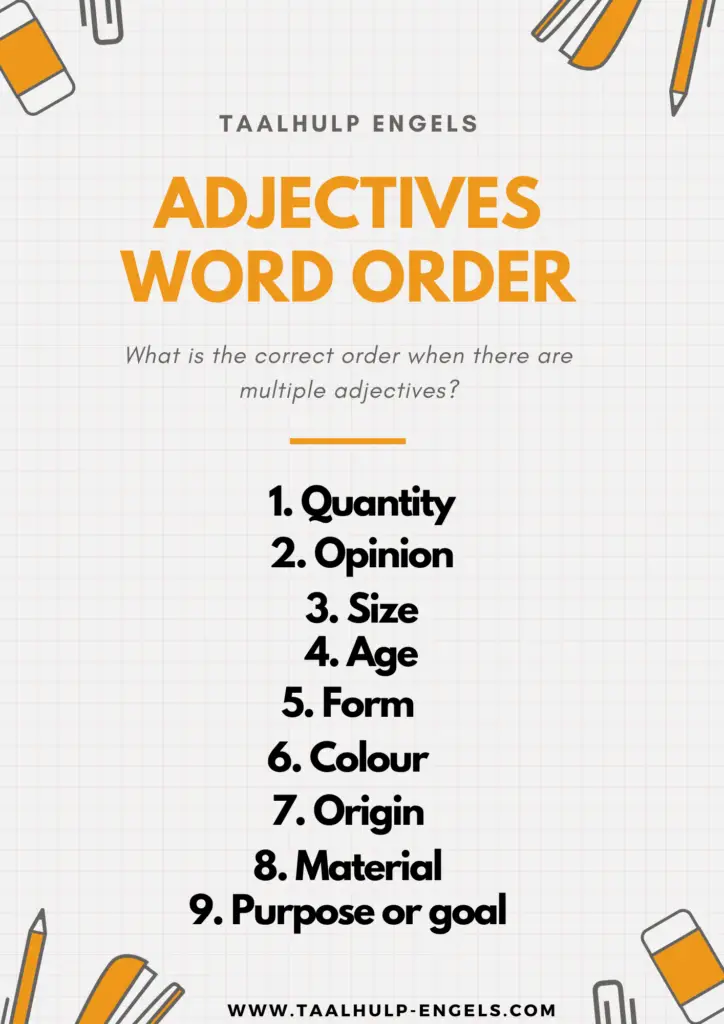 Adjectives Word Order Taalhulp Engels