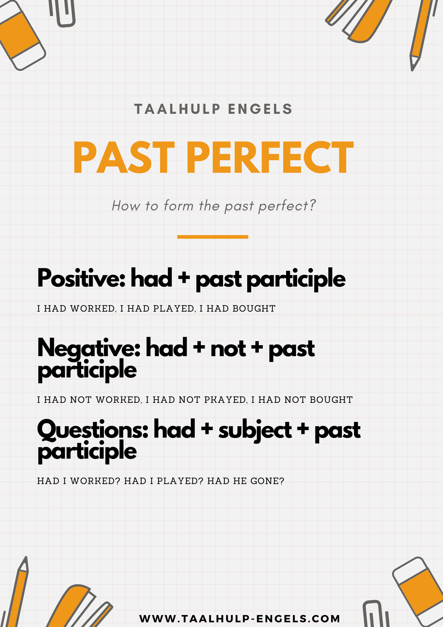 Past Perfect Taalhulp Engels