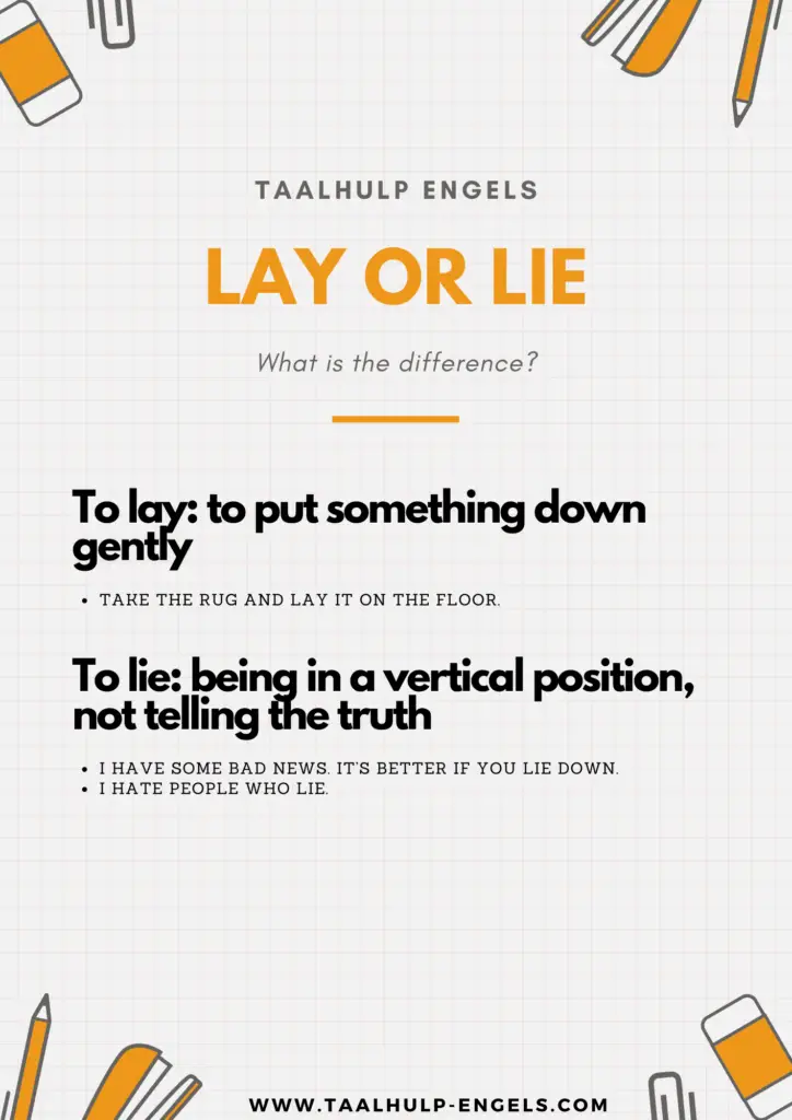Lay or Lie Taalhulp Engels